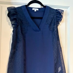 Blue short sleeve blouse by Maette, EUC, size XS